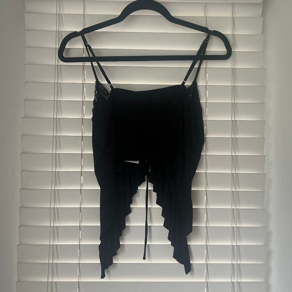 NWT Urban Outfitters Tie-Front Tank Top with Lace Trim - S - Picture 2 of 6